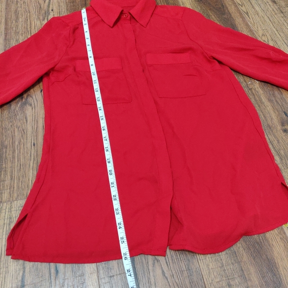 Le Chateau Red Semi Sheer Dress Shirt Blouse - Picture 8 of 8